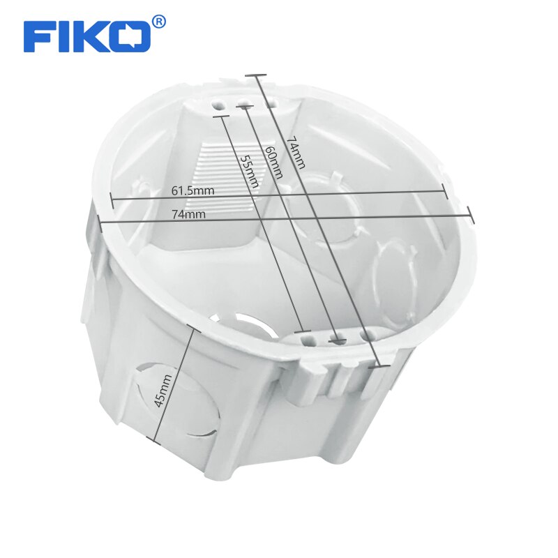 FIKO EU Standard, Wall Round Mounting Box, Internal Cassette, Wiring Box, White Back Box For EU Switch and Socket