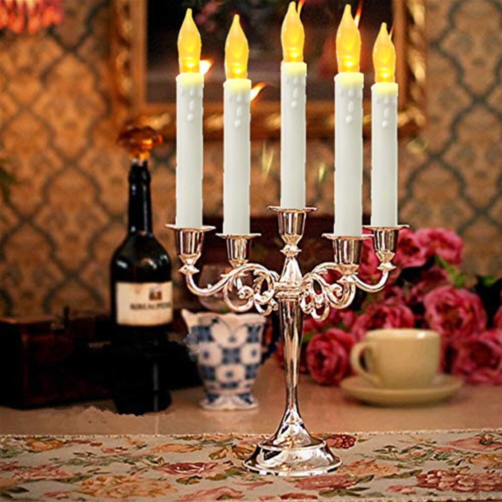 Flameless Window Taper Candles Led Battery Operated Dripless Flickering Candle Lights for Party Decorations Christm