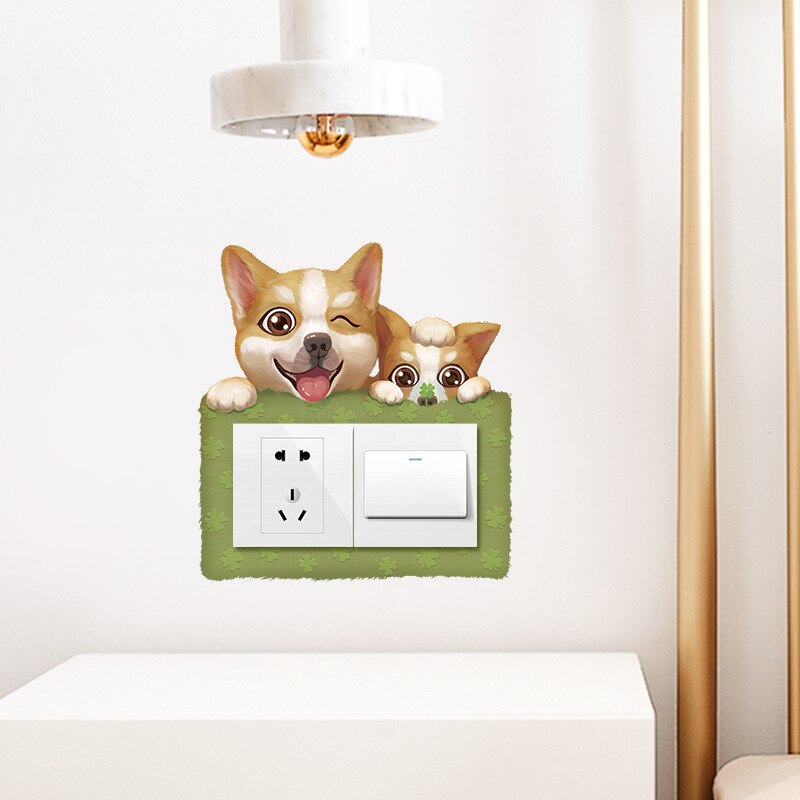 5 Pcs Cartoon Cute Switch Sticker Wall Switch Protective Cover Simple Socket Decoration K9Store