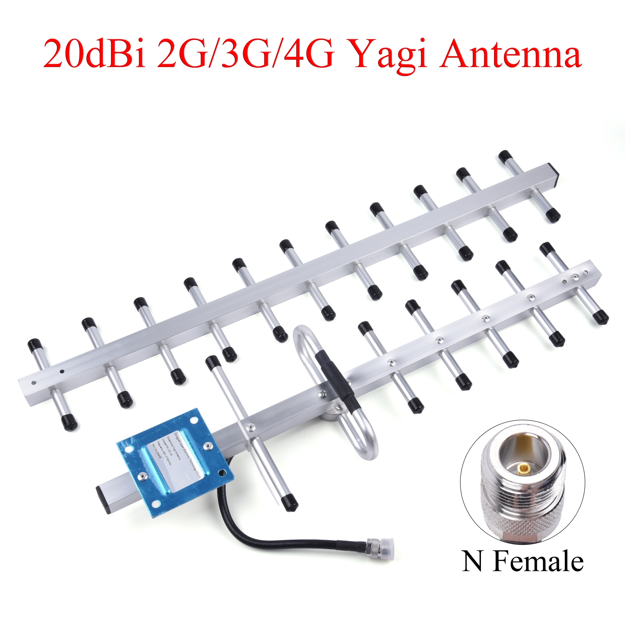 Antena Yagi 2G/3G/4G de 20dBi, 824-2700MHz, antena exterior externa N hembra para GSM UMTS LTE, repetidor de refuerzo de señal móvil