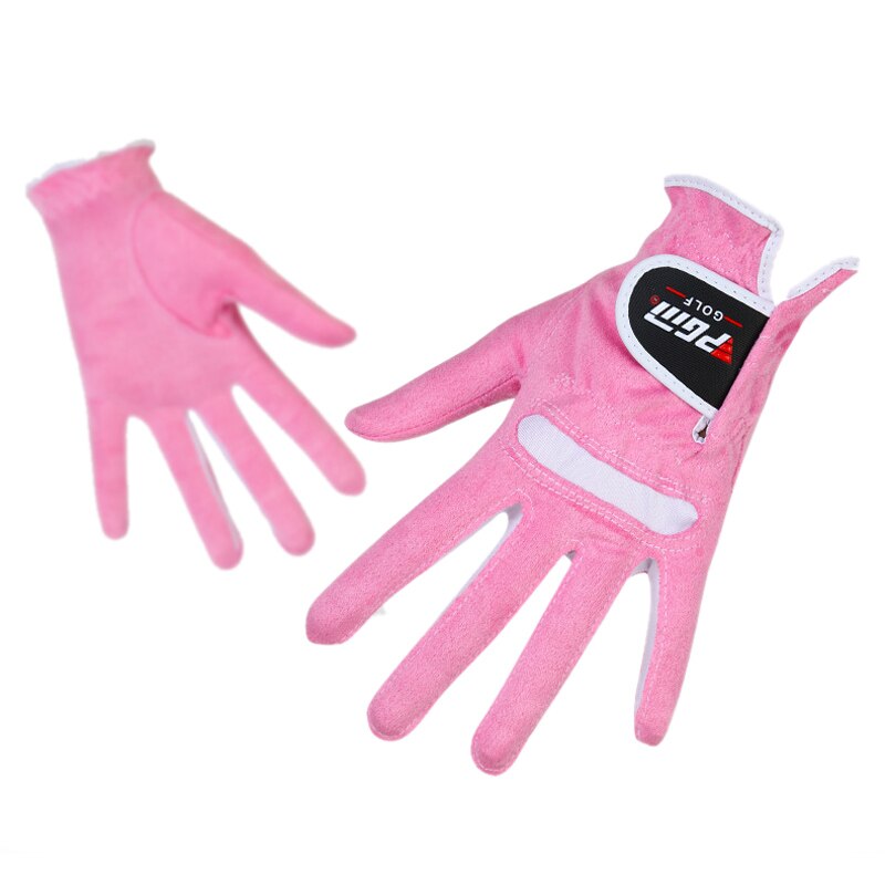 PGM 1 paire élastique gants de Golf dame gauche main droite réglable respirant femmes fibre tissu Sports de plein air doigt gants: pink / 18