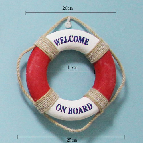 Welcome Wall ornament Life Buoy Foam Aboard Nautical Life Lifebuoy Ring Boat Wall Hanging Mediterranean Style Home Decor: 25cm D