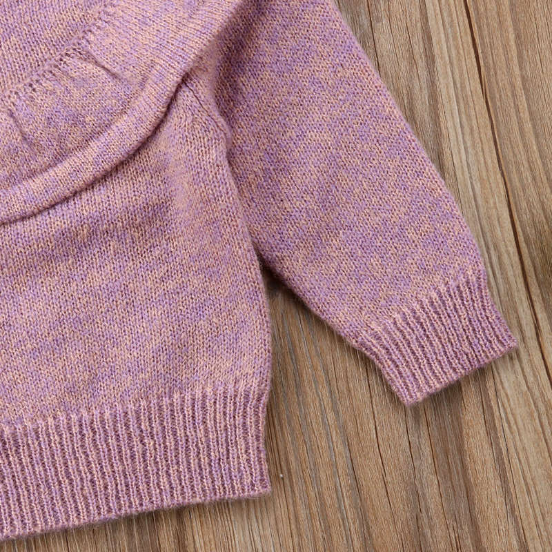Winter herfst baby kinderen babymeisje gebreide ruches lange mouwen warme trui vest ronde hals schattige mooie topjes casual bovenkleding
