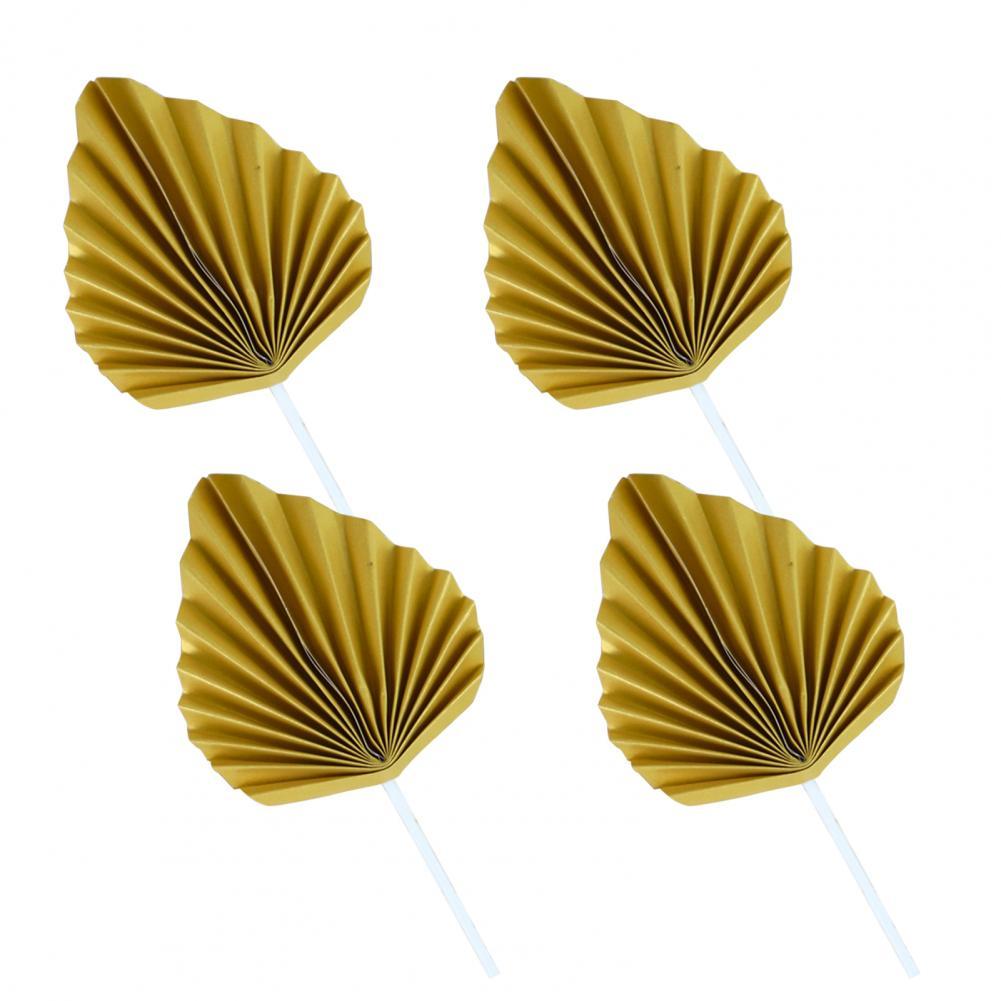 4 Set Nuttig Soft Touch 5 Kleuren Topper Decor Mini Imitatie Palm Bladeren Taart Decoratie Partij Levert Taart Decoratie:  Golden S