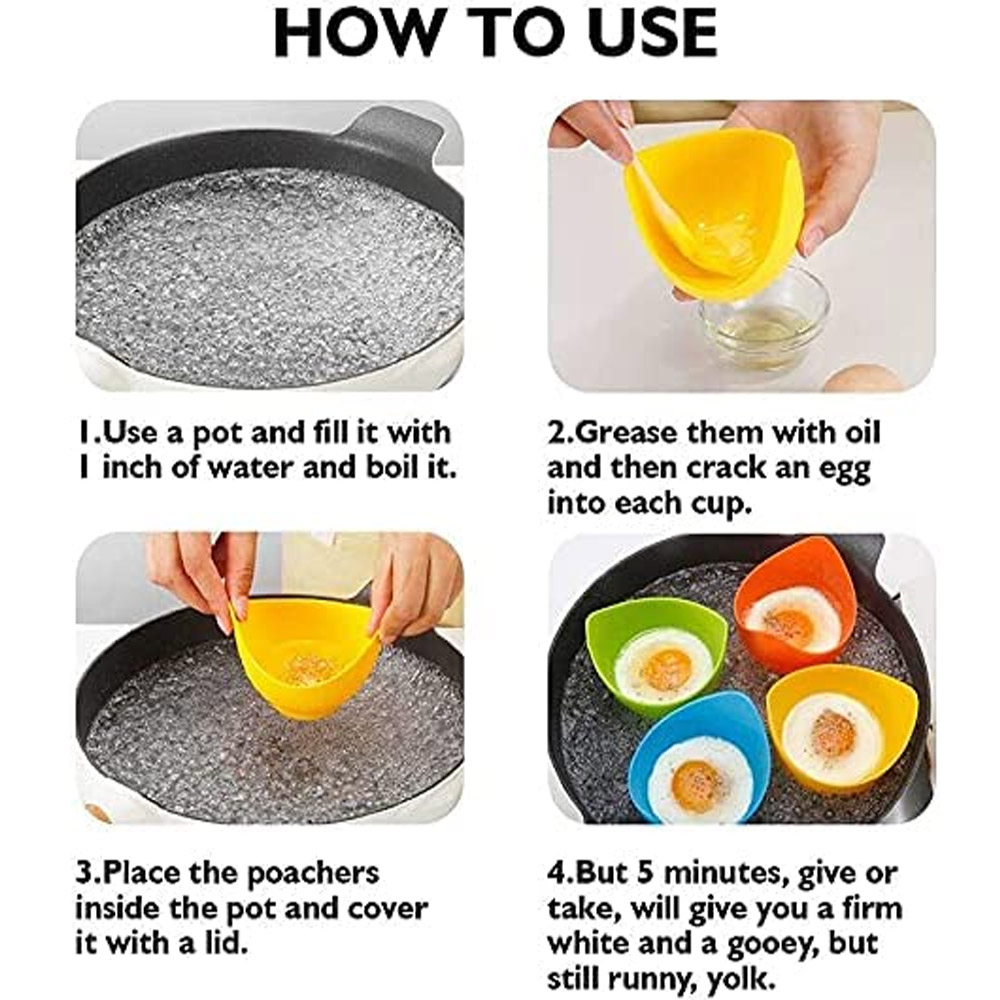 Keukenaccessoires 4 Stks/partij Siliconen Eierpoacher Ketelbekers Met Standontwerpen Bestand Tegen Hoge Temperatuur Thuis Gadgets