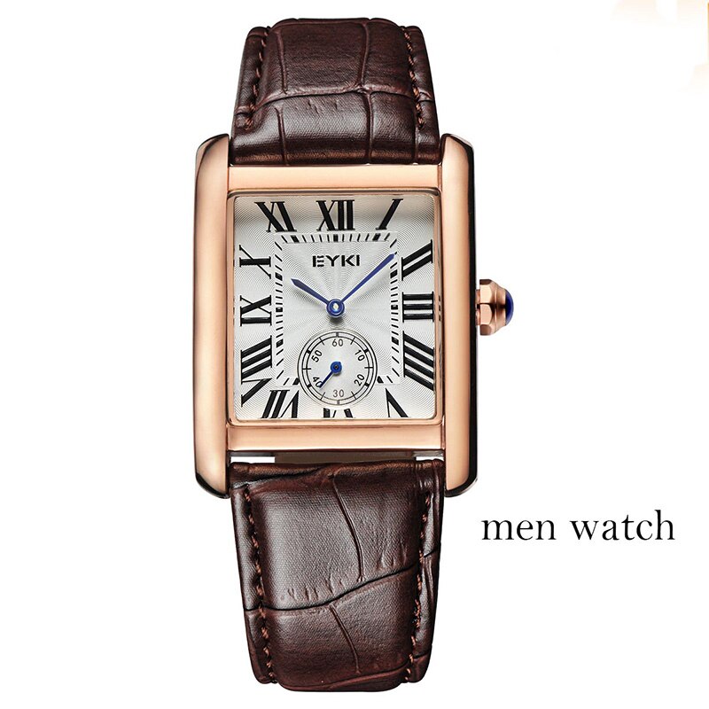 Eyki Brand Couple Tables Lovers Watch Formal Leather Strap Square Dial Waterproof Quartz Watch Women Clock Wrist Watches For Men: 5046