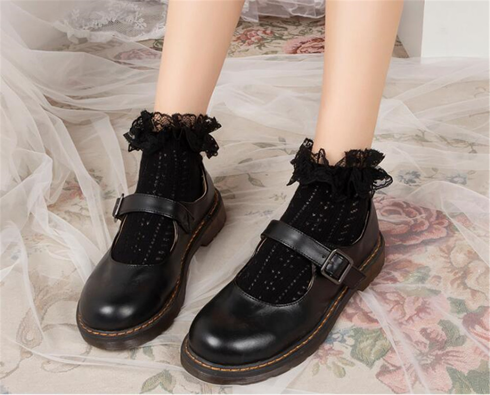 Kvinder piger blonder flæse flæser ankelstrømper harajuku dejlig sød vintage retro blomstret dame prinsesse sokker  b730