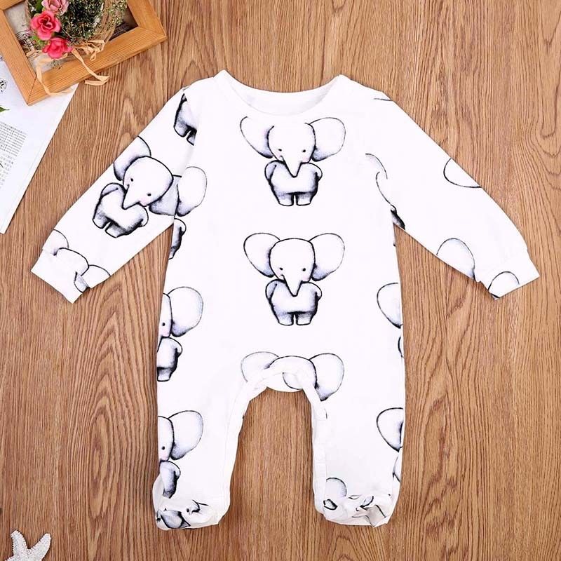 Leuke Pasgeboren Baby Jongen Meisje Katoenen Kleding Baby 'S Kleine Olifant Romper Jumpsuit Outfits Kleding