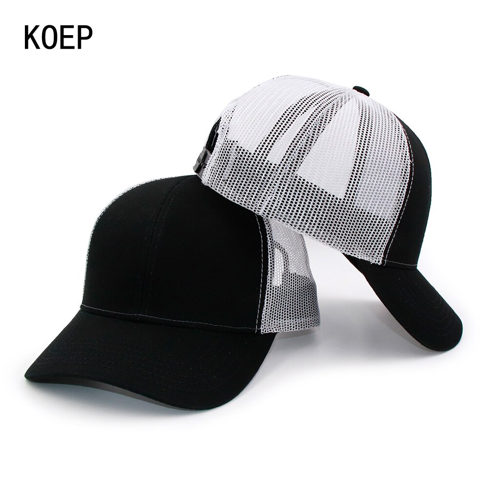 KOEP Type Casual Solid Cotton Truck Cap For Women Men Black White Summer Baseball Cap Cool Mesh Snapback Dad Hats Free Ship