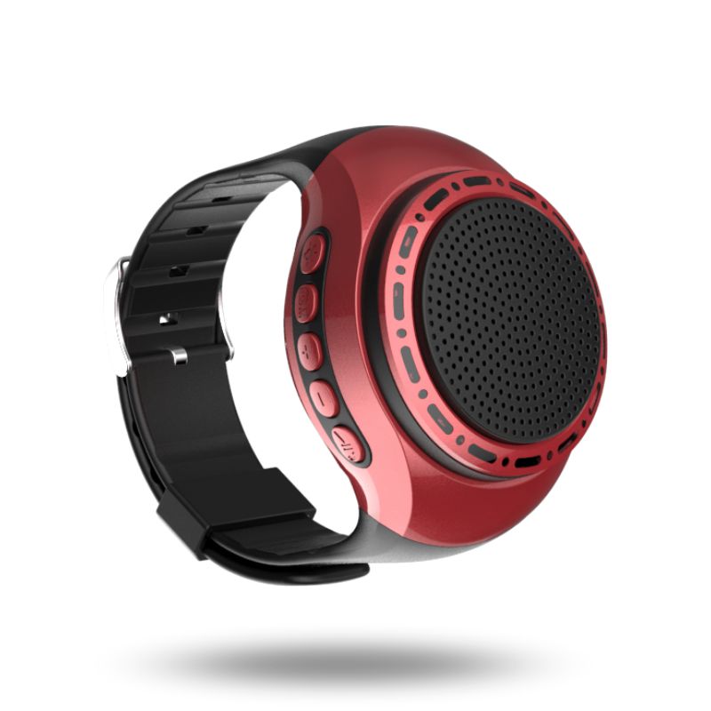 Watch Speaker Bluetooth Speakers Bracelet Sport MP3 Player TF Card Support FM Audio Radio Selfie Control Smart Wrist Portable: Red