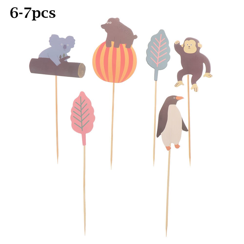 Decoración de papel para cupcakes con temática de criaturas del bosque, adornos de animales del bosque, selecciones para Tartas, fiestas de cumpleaños y bodas para niños: 6-7pcs
