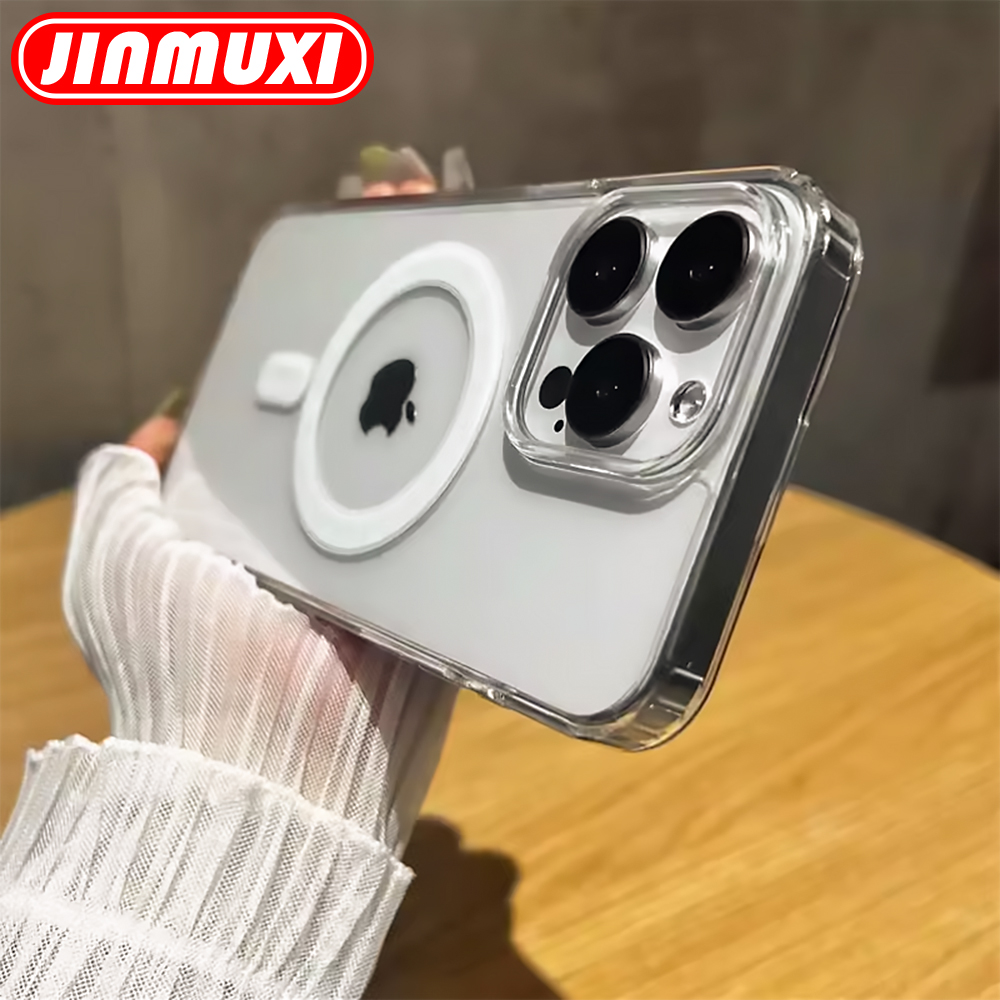 Funda transparente para carga inalámbrica Magsafe para Apple iPhone 16 15 14 13 12 11 Pro Max Plus Mini funda transparente acrílica magnética