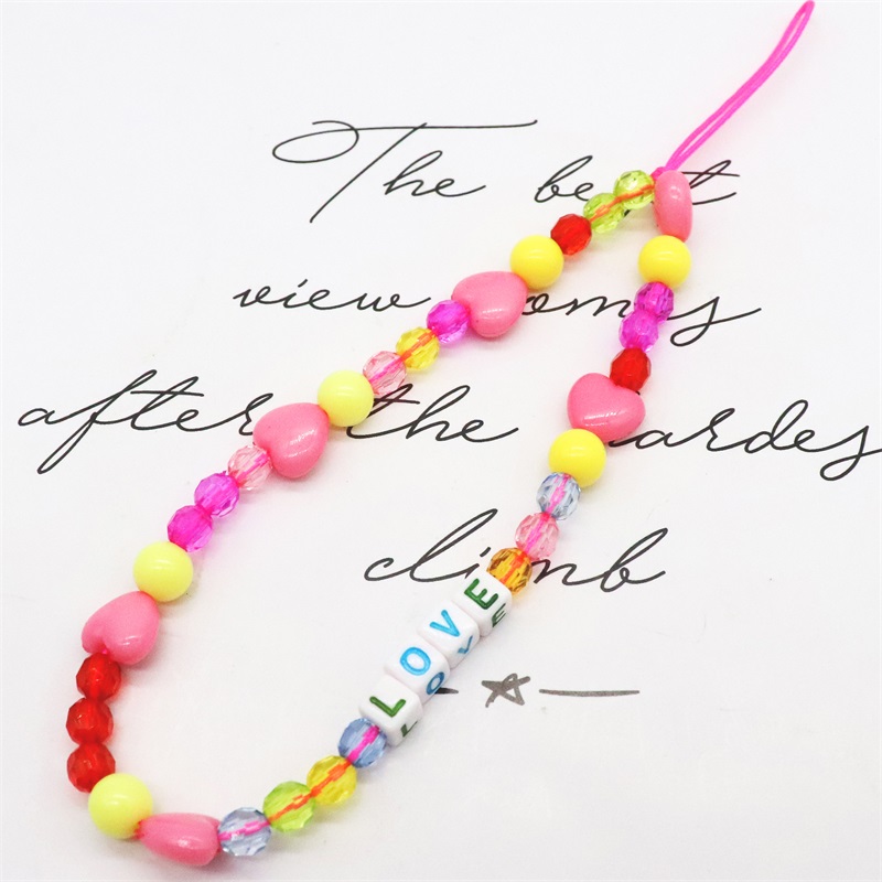 Blauwe Ster Bohemian Kleurrijke Zachte Klei Mobiele Telefoon Keten Voor Vrouwen Acryl Regenboog Keramische Liefde Kristal Kralen Mobiele ph: Puur Goud Kleur