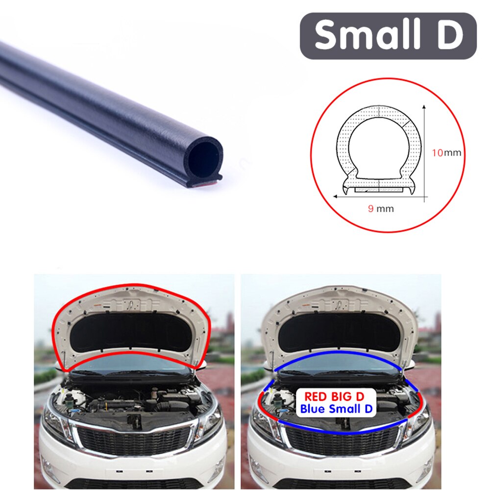 Burlete pequeño D de 4 metros de puerta de coche impermeable tira meteorológica tira de goma de coche sello Epdm sellos de goma para puerta automática para coche