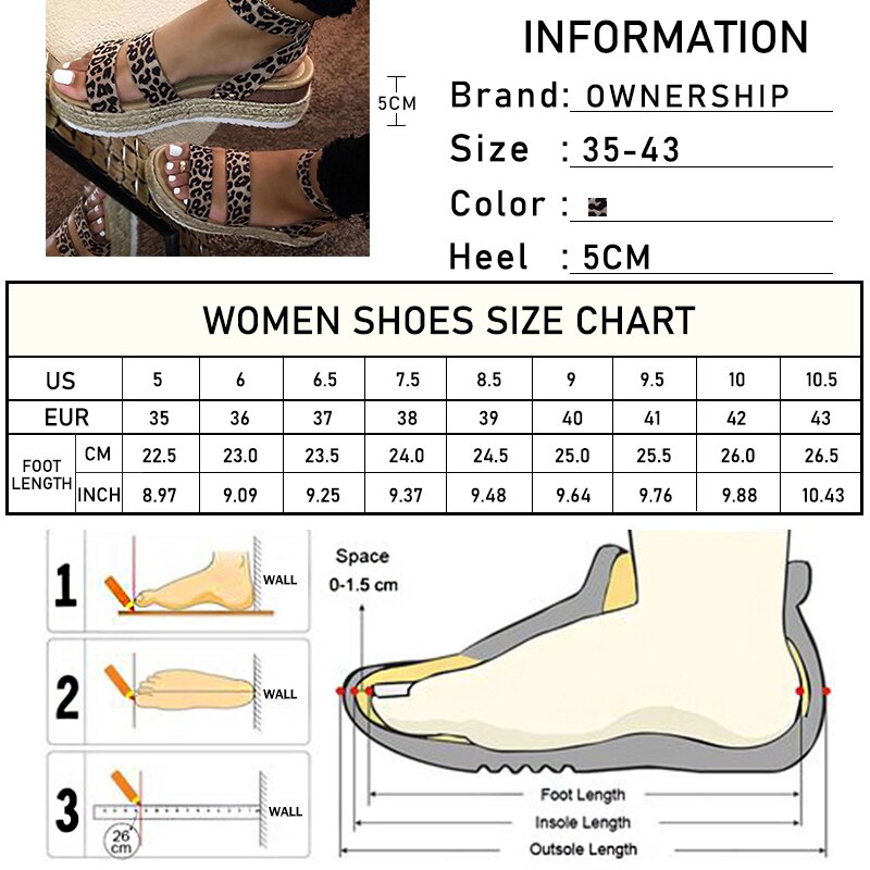 sandalias de mujer gladiador femenino leopardo cuñas mujer tobillo Correa hebilla zapatos mujer playa Casual calzado talla grande