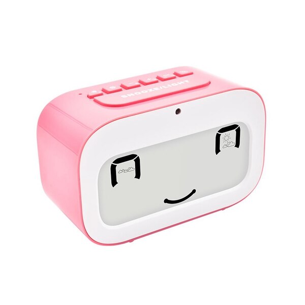 Wekker, schattige bureauklok met slimme achtergrondverlichting/temperatuur/snooze-functie, wekkers op batterijen (roze)