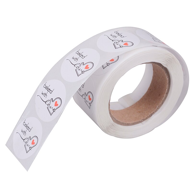 500 Labels Per Roll Cute Stickers For Seal Labels Handmade Sticker Round Natural Kraft Baked With Love Stickers