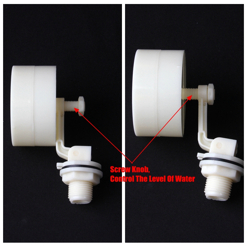 Vanne à bille flottante ABS 1/2 ", niveau réglable et réglable, Aquarium, contrôle de la reconstitution de l'eau de piscine, 2 pièces