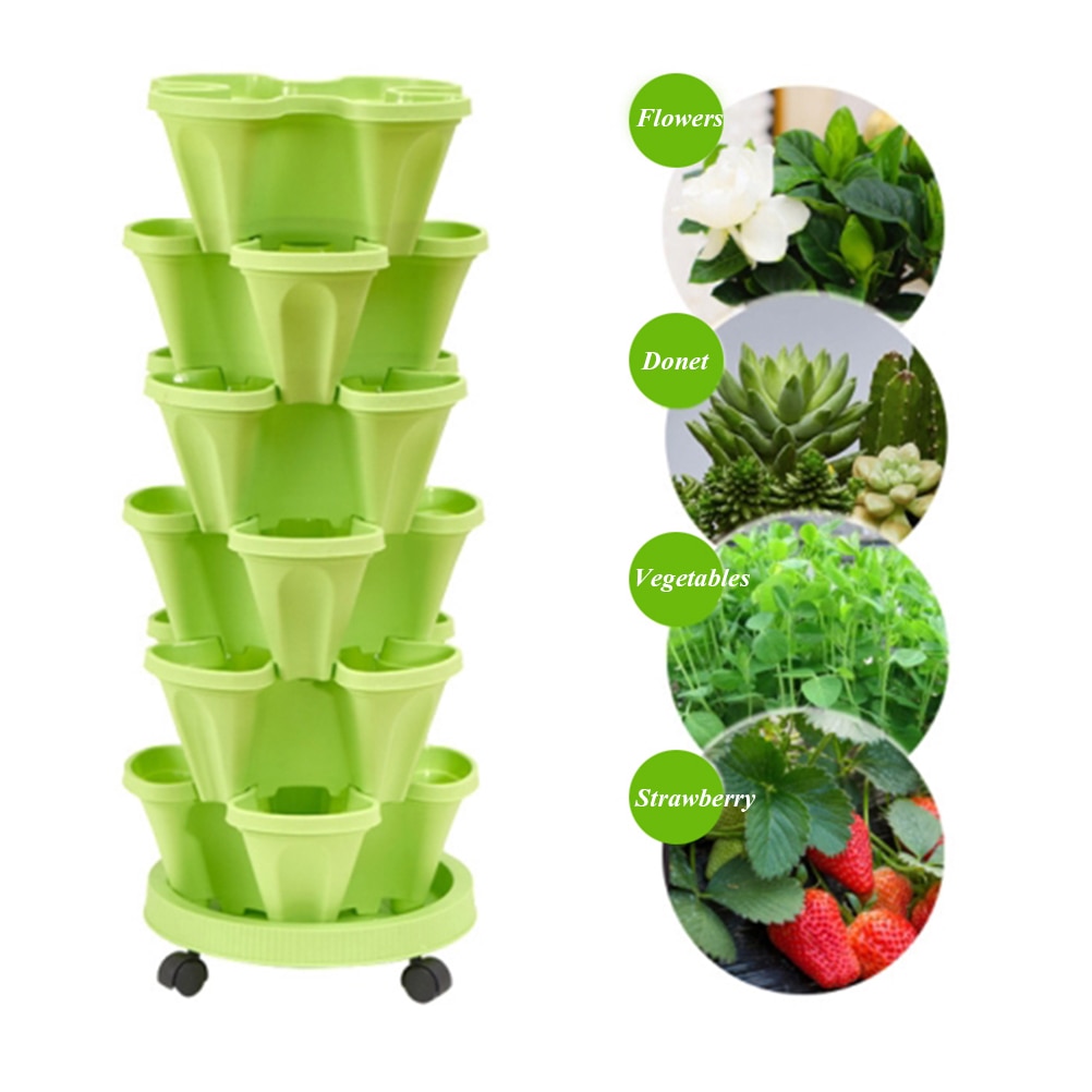 Pot de fleurs en plastique stéréoscopique Vertical empilable, support de semis de fraises de jardin pour la croissance de fleurs de fraises