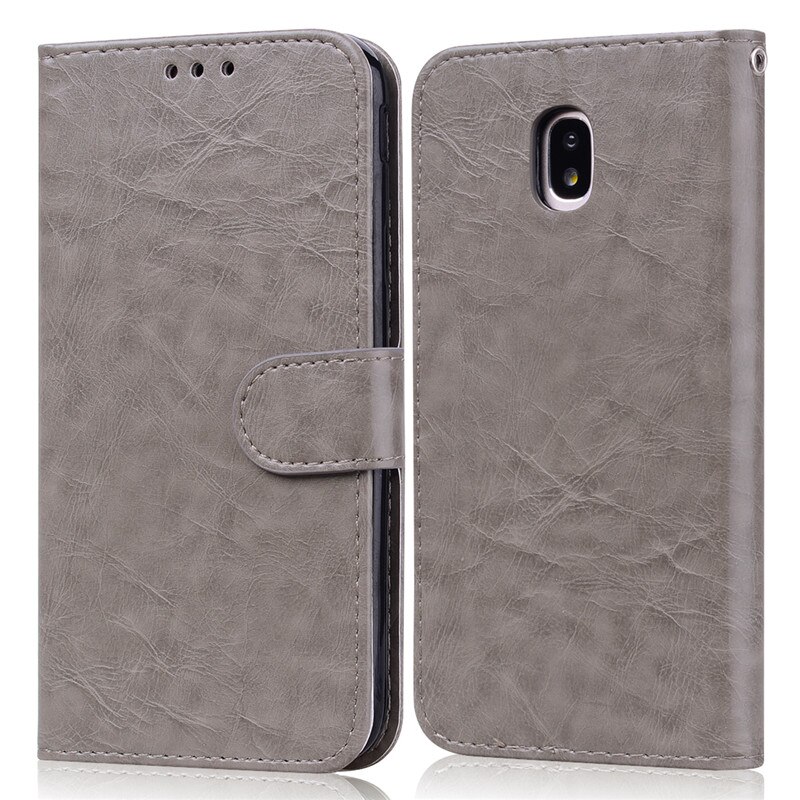Case For Samsung Galaxy J3 Wallet PU Leather Phone Case For Samsung J3 J330F J330 SM-J330F Case Flip Silicone Cover: Gray