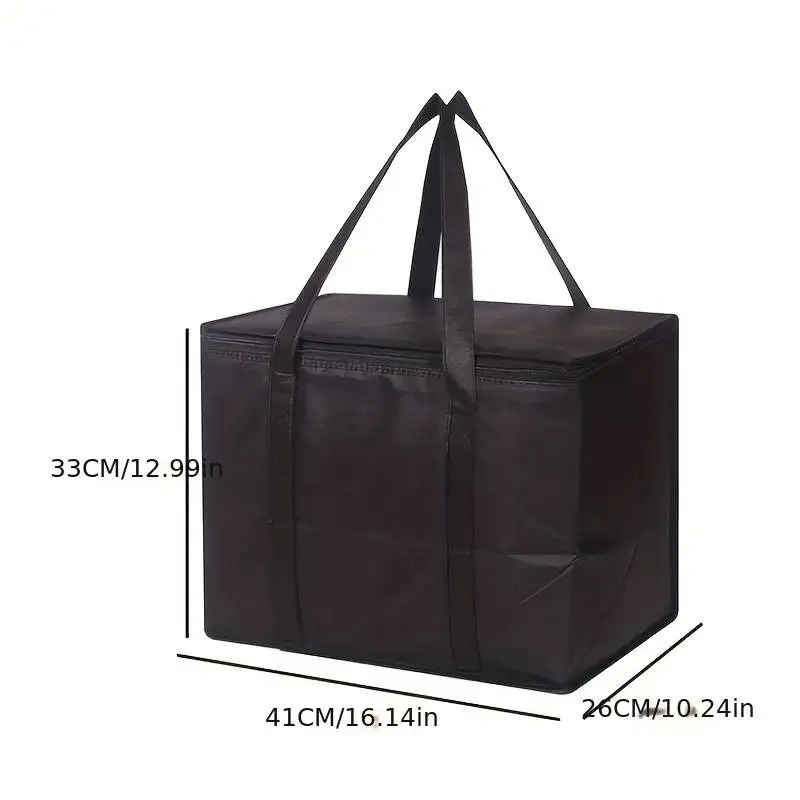 Sacs d'épicerie isolés de grande capacité, sac isotherme souple pliable et réutilisable, léger, sac de de nourriture à emporter et froid: Black