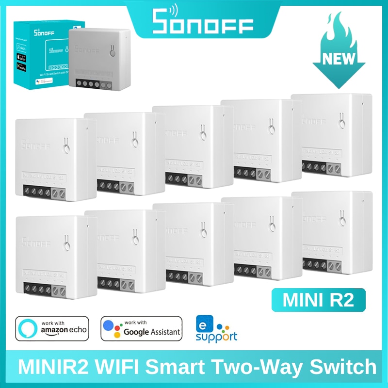 Sonoff Mini R2 DIY Wifi Smart Switch Timer Wireless Switches Smart Home Automation Compatible with eWelink Alexa Google Home