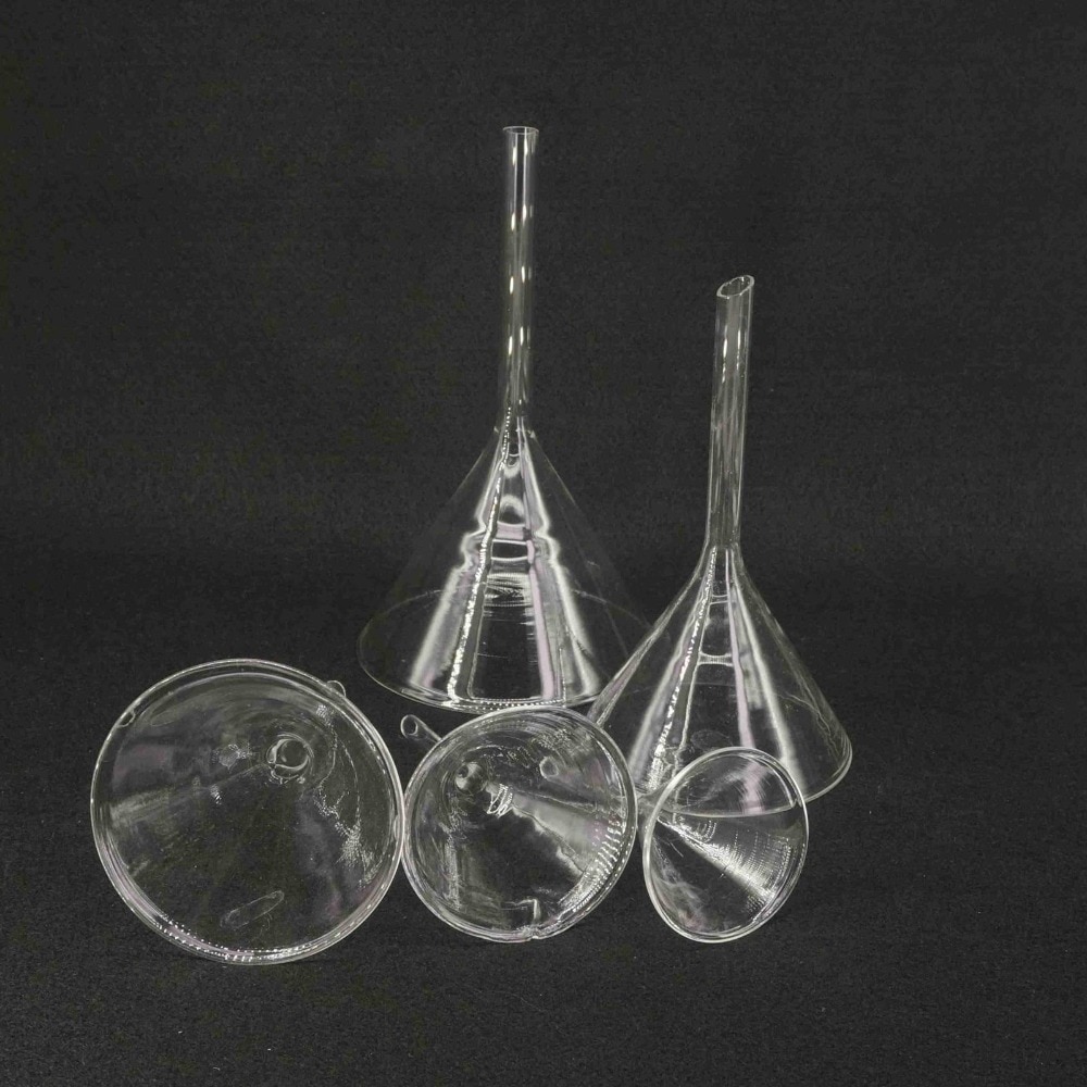 Entonnoir de laboratoire Miniature en Borosilicate, triangulaire, en verre, 40mm/50mm/60mm/75mm/80mm/90mm/100mm/120mm