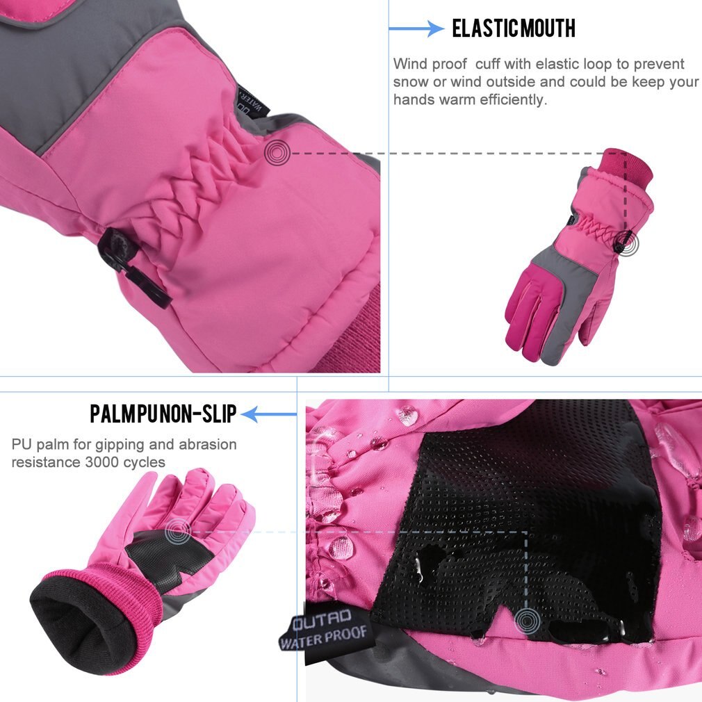 OUTAD-guantes de esquí para nieve para mujer, resistentes al viento y al agua, transpirables, suaves, cálidos, para escalada de montaña