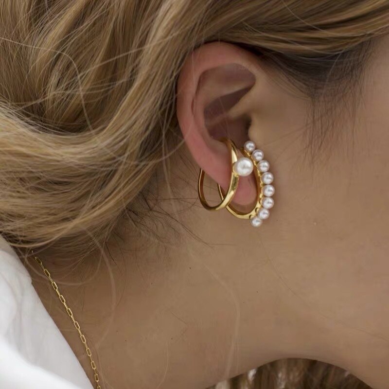 Lifefontier-pendientes redondos de perlas de imitación para mujer, aretes pequeños a la , sin Piercing, de joyería para boda