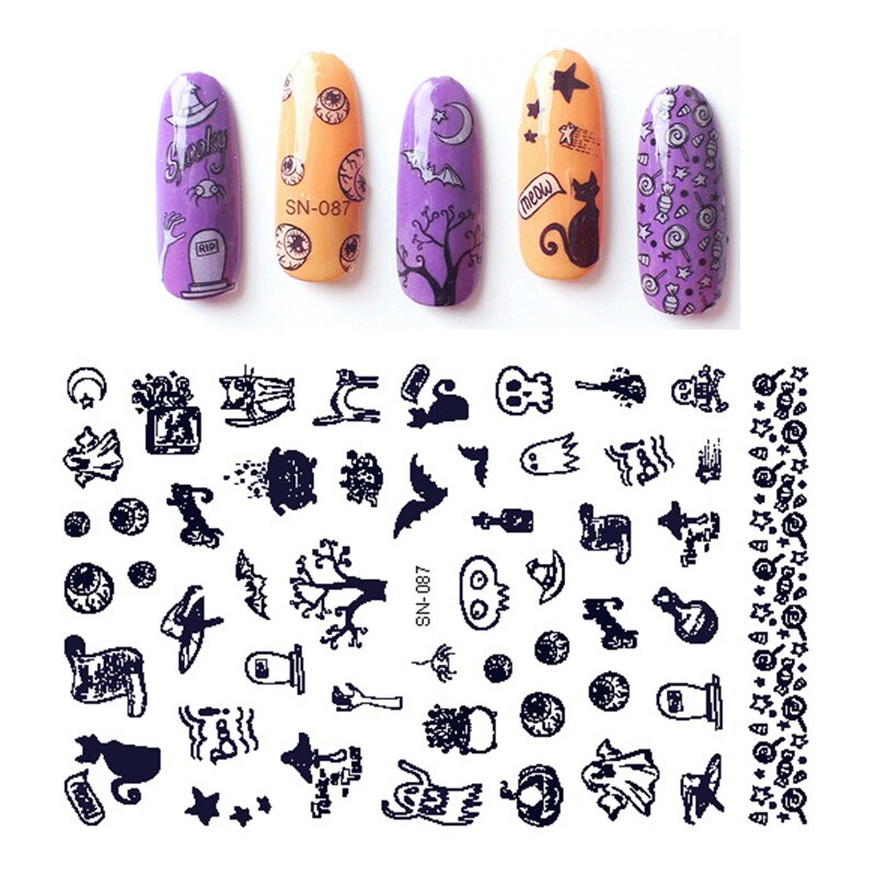 Luminoso Halloween Unghie Artistiche etichetta Zucca ragno per L'autoadesivo Del Chiodo 3D Consigli Decorazioni manicure Consigli