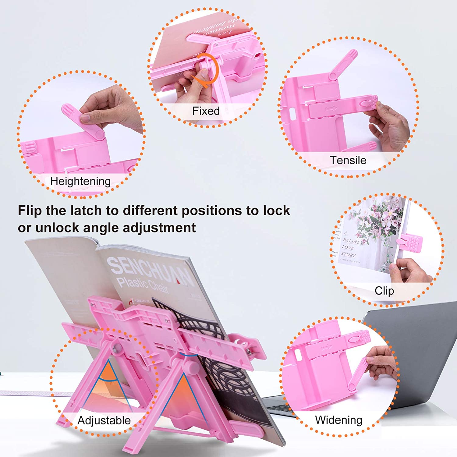 Book Reading Stand 180° Adjustable Stand For Kids Reading Textbook Holder Kid’S Bookend Support Limiter For Books