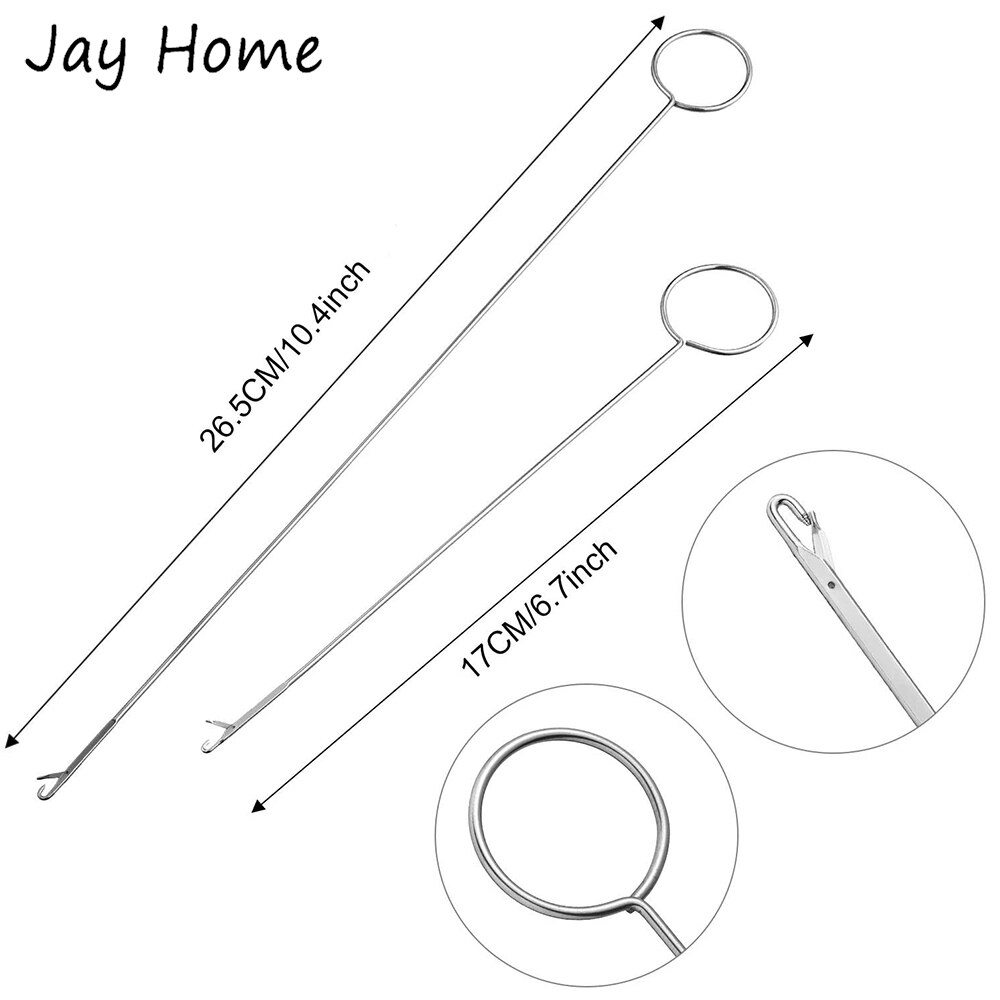 Naaien Loop Turner Haak Rvs Lange Korte Loop Turner Gereedschap Met Klink Voor Bandjes Stof Riemen Diy Breien Accessoires