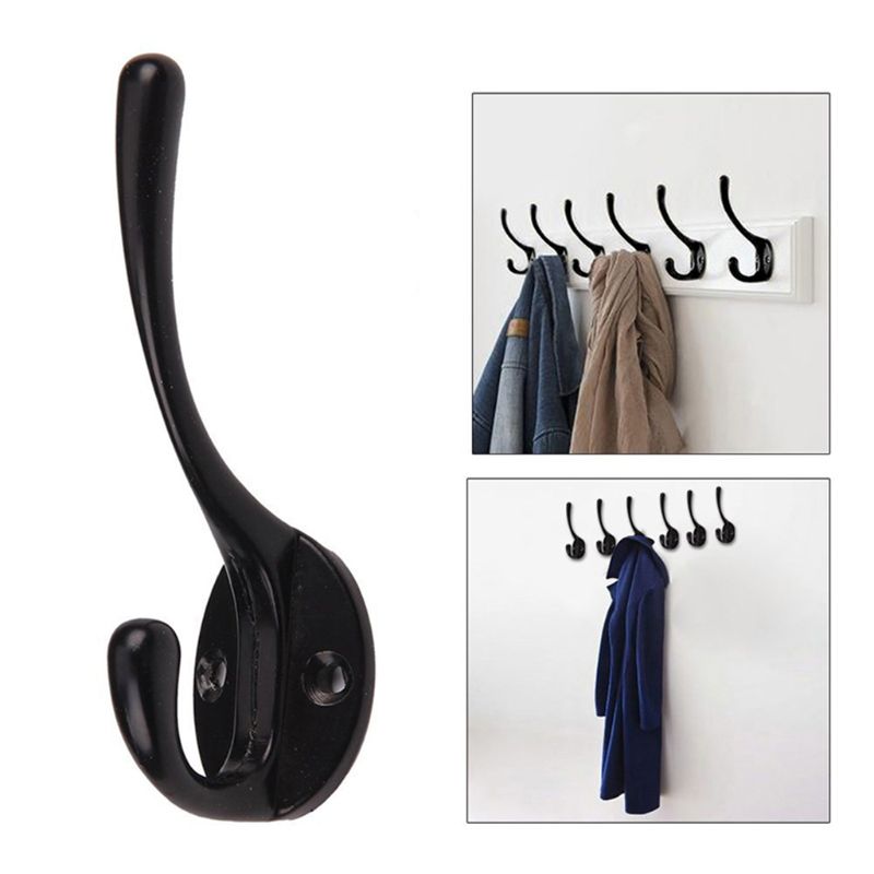 Ganchos de pared para sombreros, colgador Retro de doble punta con 20 tornillos (negro/dorado), montado en la pared, paquete de 9 Uds.