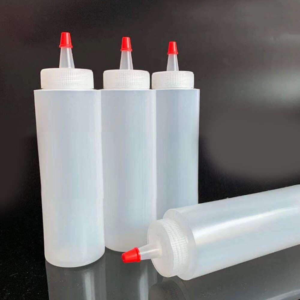 4pcs Salad Bottle Squeeze Bottle Condiment Dispenser Ketchup Mustard Sauce 120ml Sharp Mouth Bottle Supplies