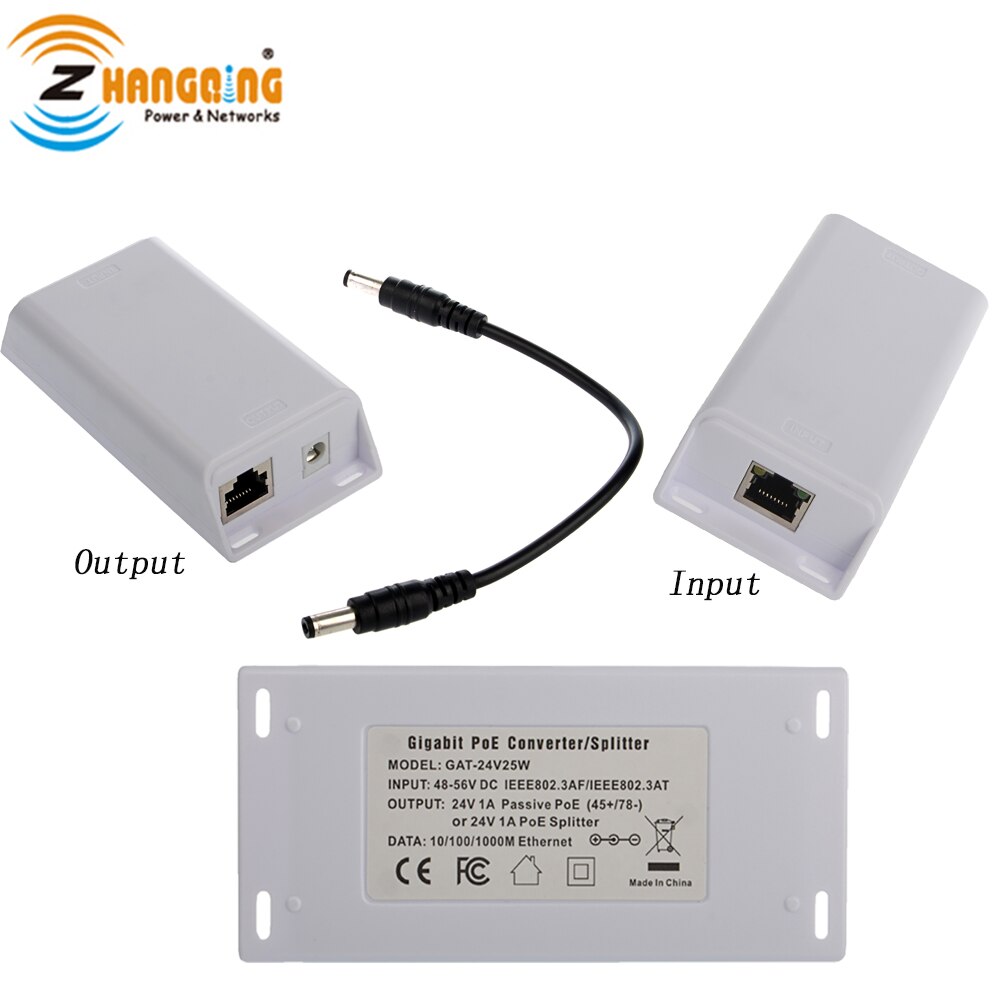 Ieee 802.3at kompatibel gigabit , 48v to 24v poe konverter 24v 25w til mikrotik og ubiquiti poe enhed 48v to 24v passiv