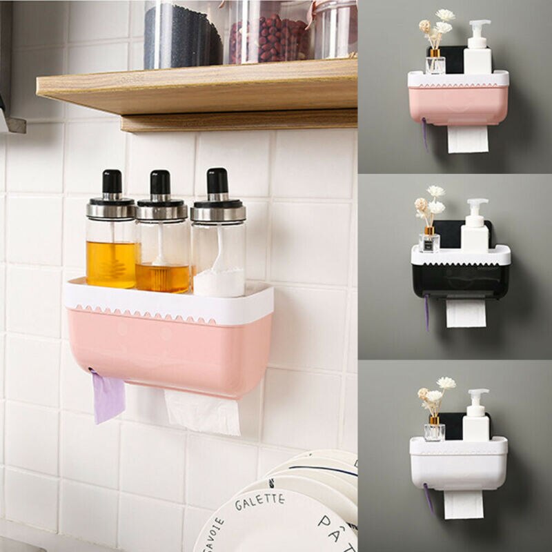 Wall Mounted Toilet Paper Roll Holder Bathroom Tissue Box Dispenser Waterproof