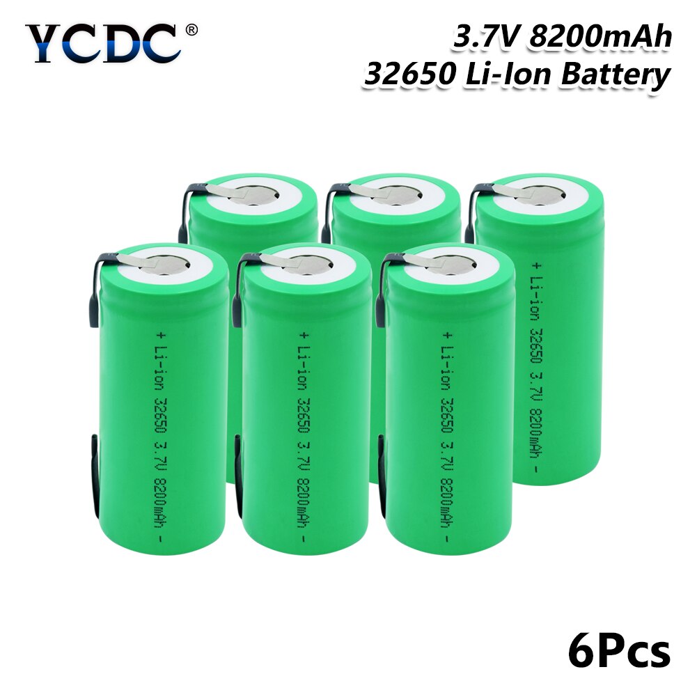 Rechargeable 32650 Li-ion high-discharge 3.7V 8200mAh Battery Backup Power Lithium Batteries Welding Nickel Sheet batteries: 6 PCS