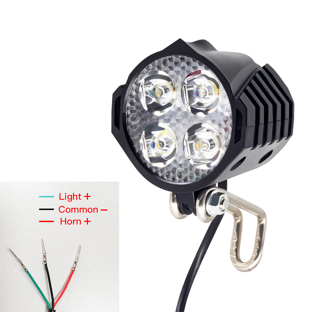 Ebike Light LED 36V 48V Elektryczny reflektor rowerowy i tylne światło również z zestawem kierunkowskazów: zielone światło