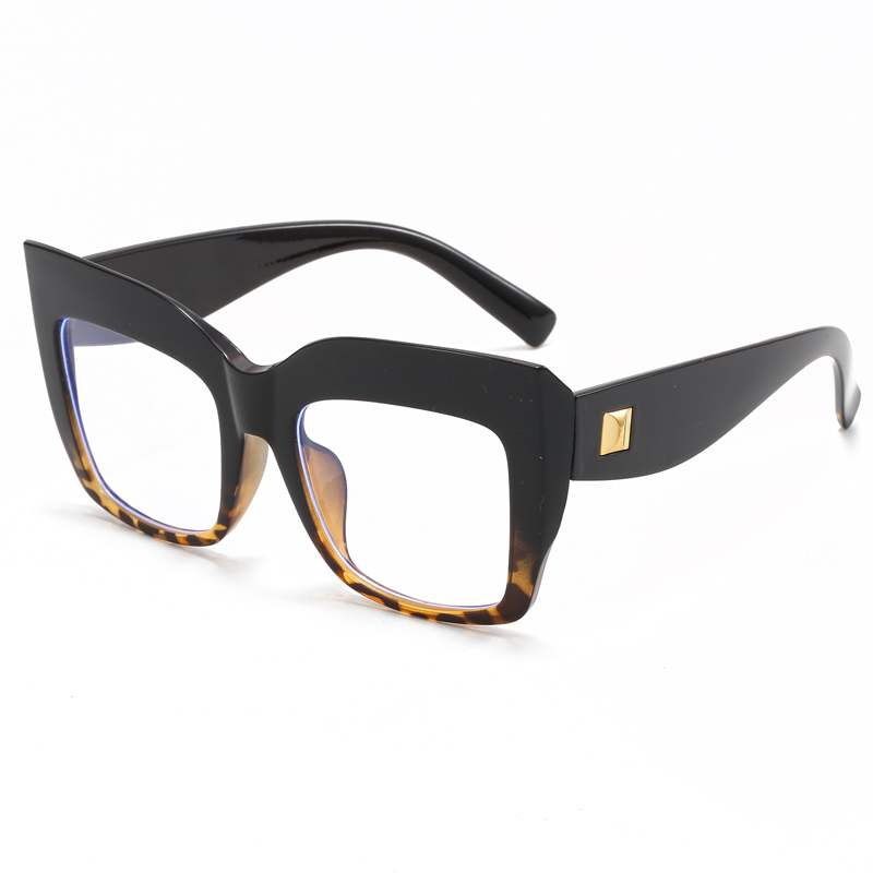 Monturas de gafas cuadradas de gran tamaño para mujer, gafas de azul antiluz azul, lentes ópticos, gafas grandes de de lujo para mujer: Castaño