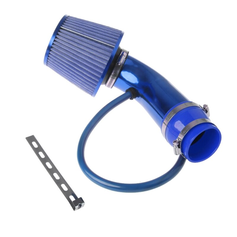1 set of 76mm 3" car air-conditioning open conical air intake pipe kit filter tube system universal chrome 3" air inlet: Blue