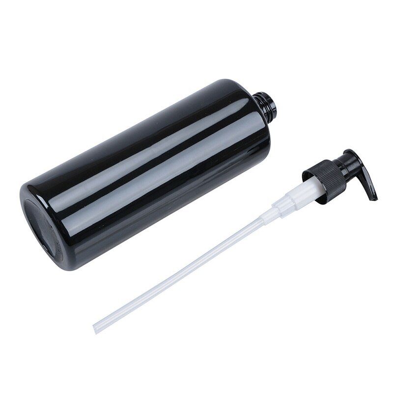 4 Stuks 500Ml Eenvoudige Zeep Fles Badkamer Douchegel Hervulbare Flessen Zwarte Platte Schouder Drukken Lotion Fles