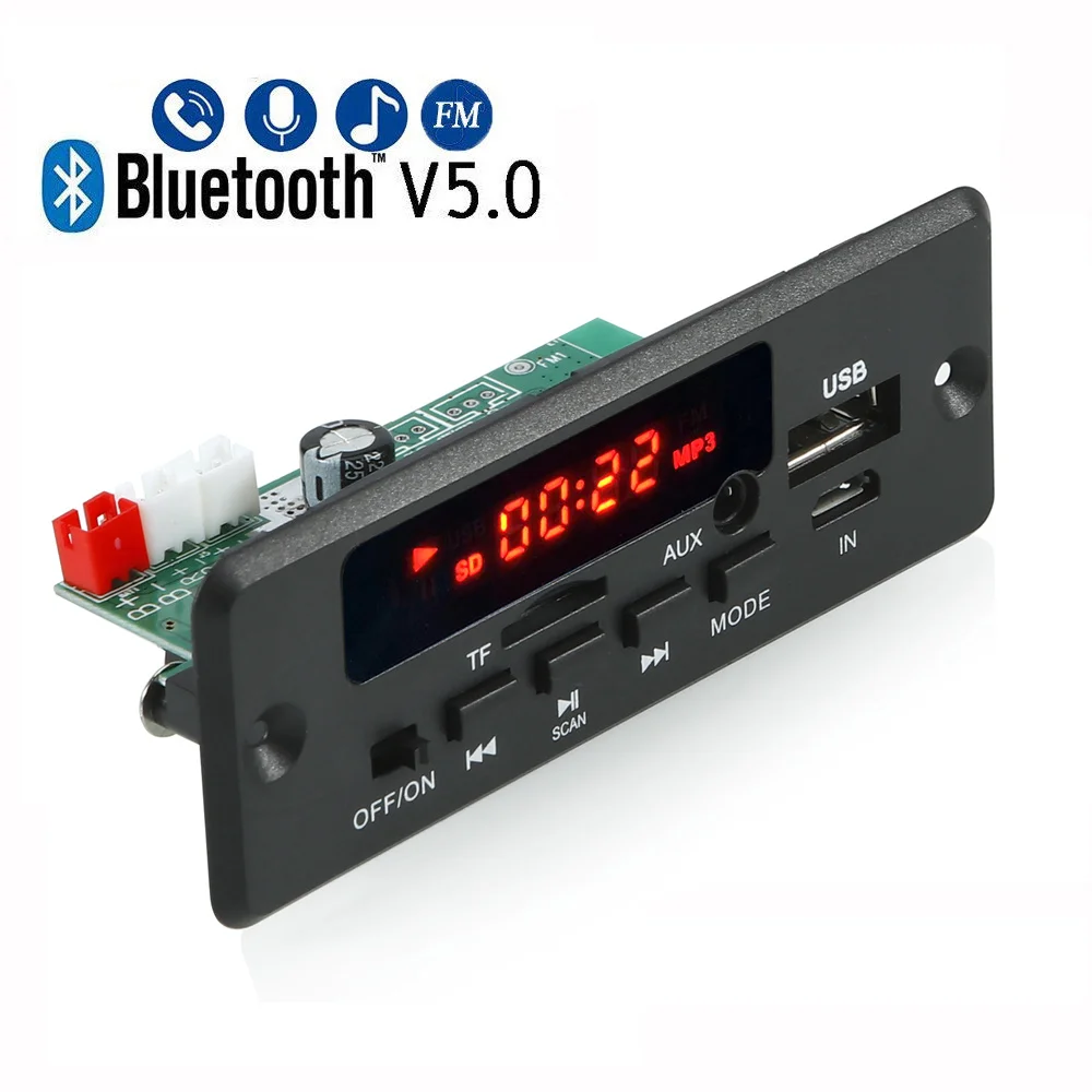 50W Amplifier Bluetooth 5.0 MP3 Decoder Board 12V 5V Wireless Music Player Audio Modul USB TF AUX FM Radio For Speaker Handsfre