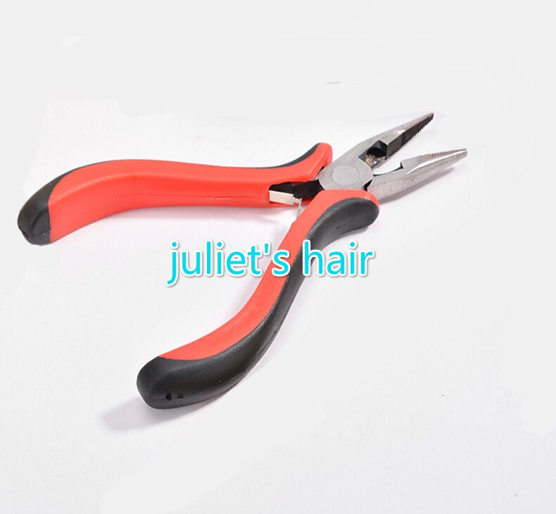 1 PC Rustproof Red Straight Sharp-nose Pliers for Micro Ring Hair Extensions Multi-function Pliers with Teeth and No Holes