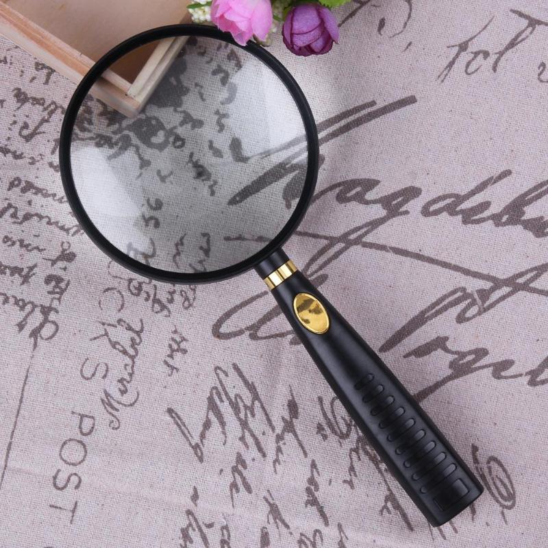1pcs 90 mm 10X Frame Handheld Magnifying Glass Optical Glass Lens Wood Handle Magnifier For Reading Map Newspaper Jewelry Loupe