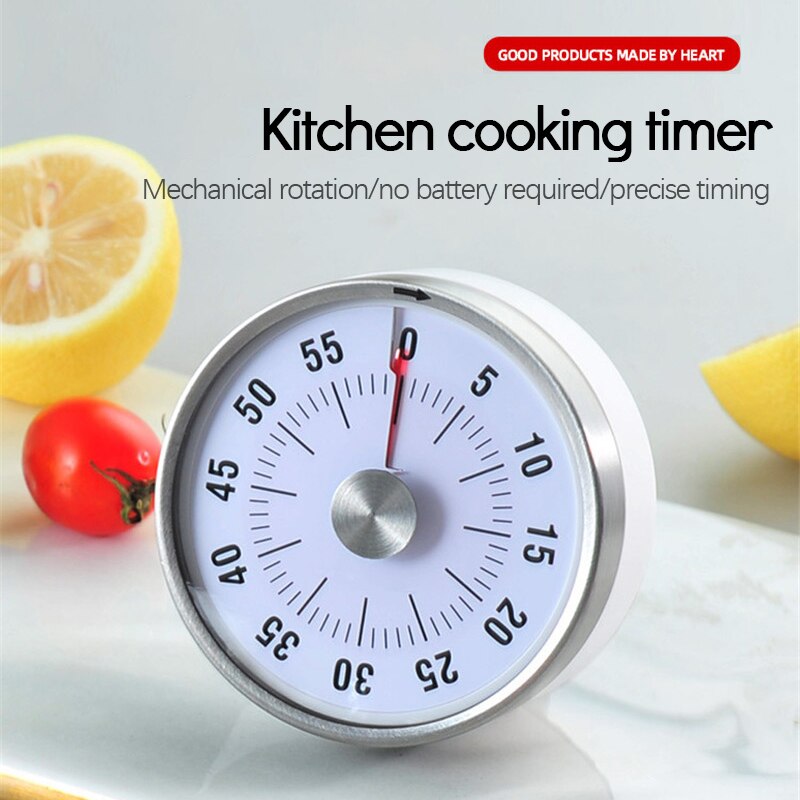 Kitchen Stainless Steel Timer Alarm Cooking Timer mechanical Round Countdown Magnetic Clock Timer Manager Home Kitchen Tool