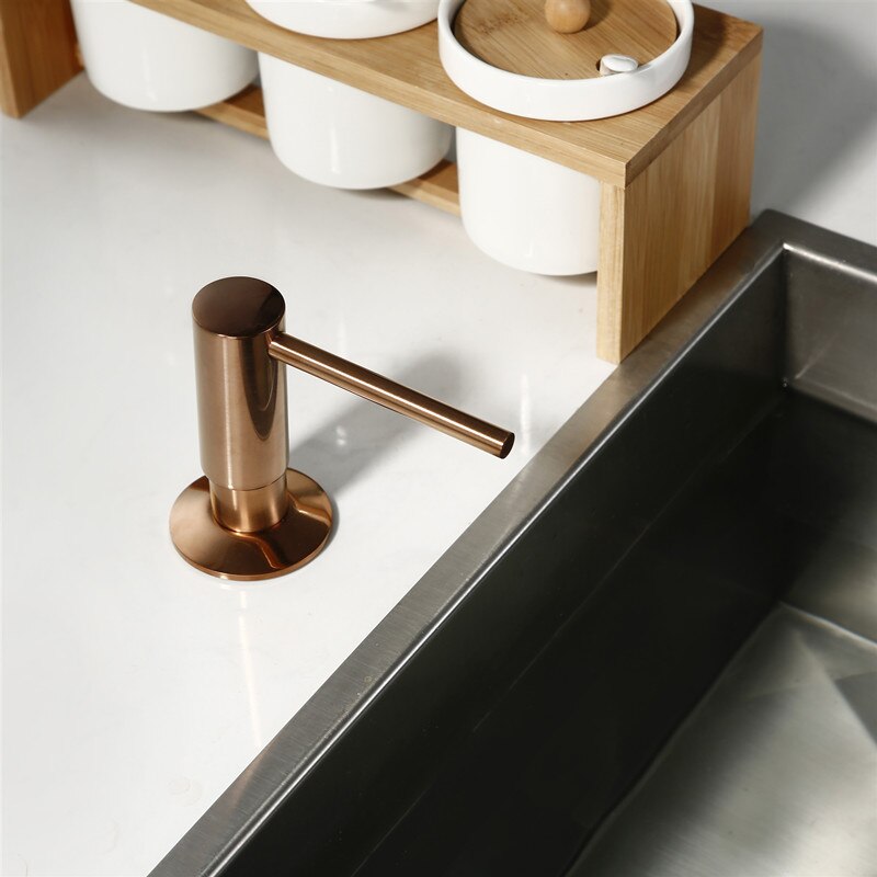 Built In Solid Brass Soap Dispenser Easy Installation - Well Built Brushed Rose Gold