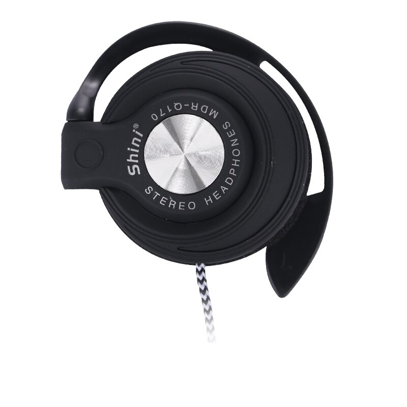 Shini Q140 3.5mm Wired Headphones HIFI Heavy Bass Headset Over-ear Adjustable Ear hook Earphones Music Earphone for Phone: black