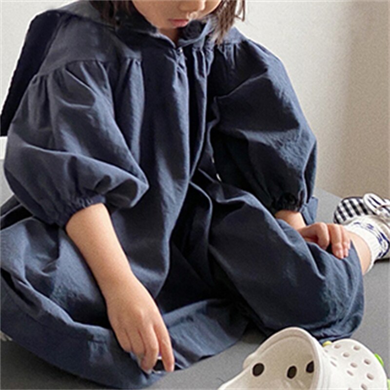 1885C 2022 Zomer Bigbowtie Jurk Marine Stijl Prinses Shortsleeve Jurk Kinderen Meisjes Jurken