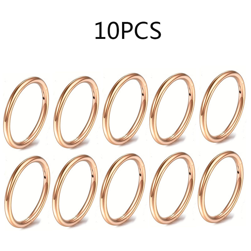 5/10Pcs 16G Nose Ring Hoop Stainless Steel Hinged Nose Rings Septum Clicker Tragus Helix Cartilage Daith Rook Earring Piercing: Red / Black Gun Plated