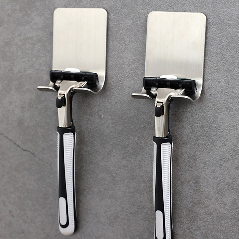 1 pc razor stainless steel bracket for men's razor holder bathroom razor holder wall adhesive storage hook kitchen rack